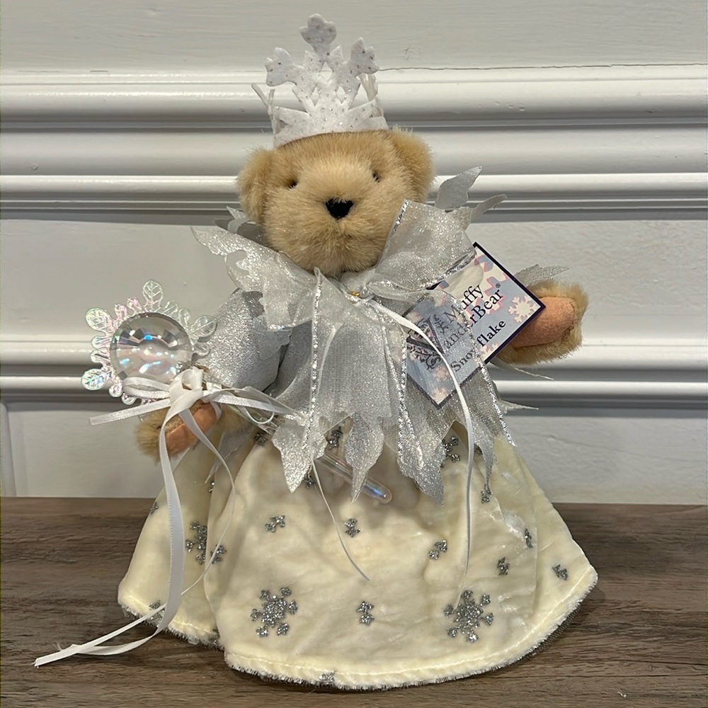 Silver and Cream Stuffed Bear with Crown